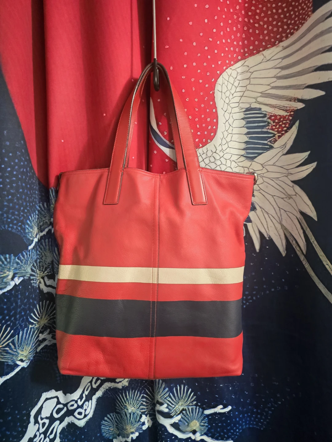 Coach Stunning Red Leather  Roomy Tote Bag Reversible