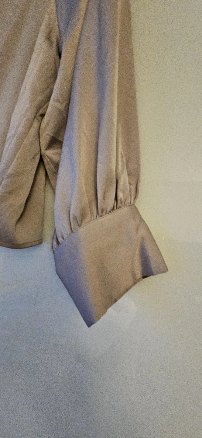 Zara Beige Satin Blouse, Sophisticated, Size Medium (8-10) - photo 2