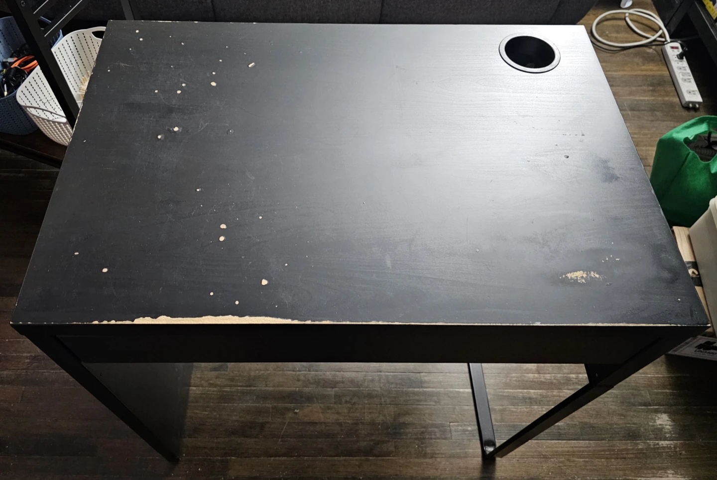 Black Desk with Drawer and Cable Hole