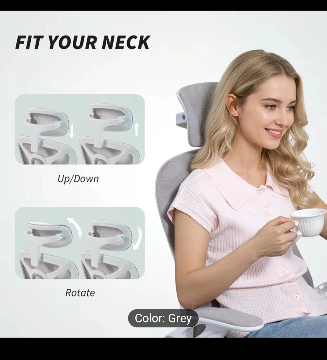 HomCom Ergonomic Office Chair - Grey - photo 5