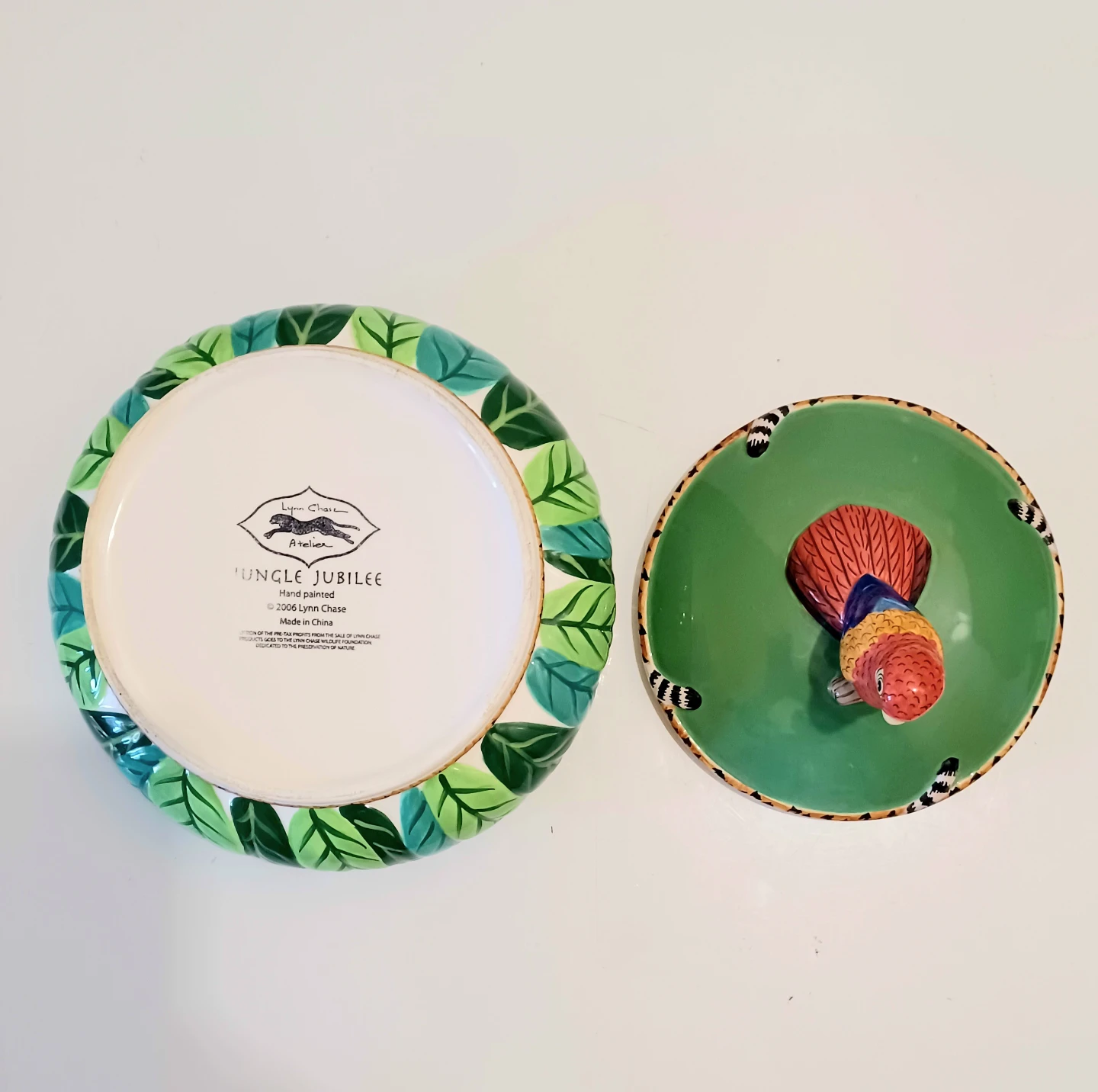 Unique Handpainted Lynn Chase Jungle Jubilee Bowl - photo 3