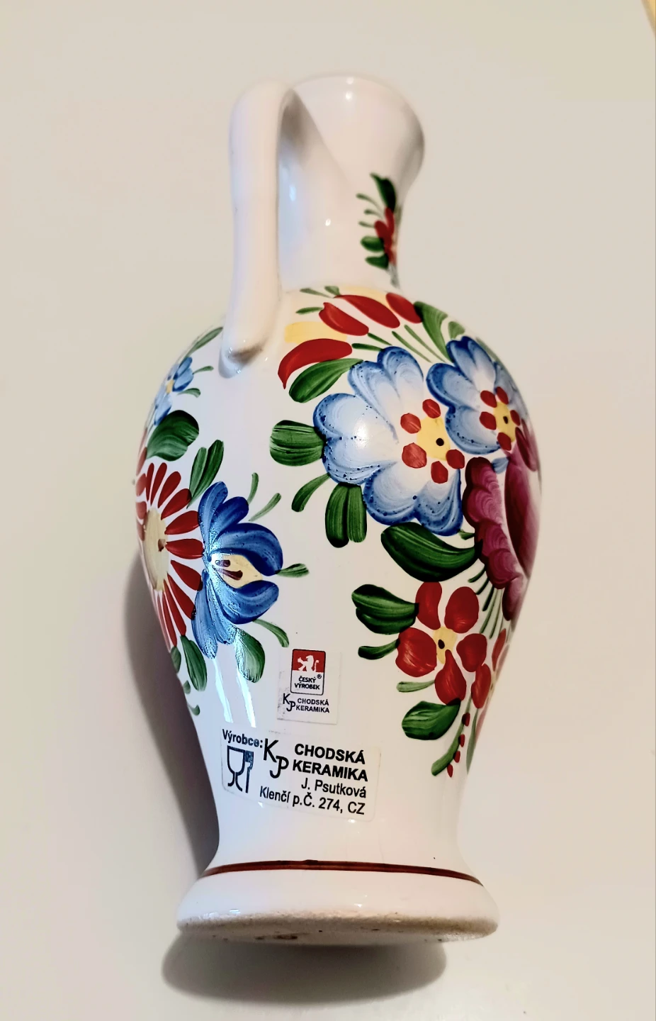 Unique Signed Handmade Floral Rare Chodska Amphora - photo 3