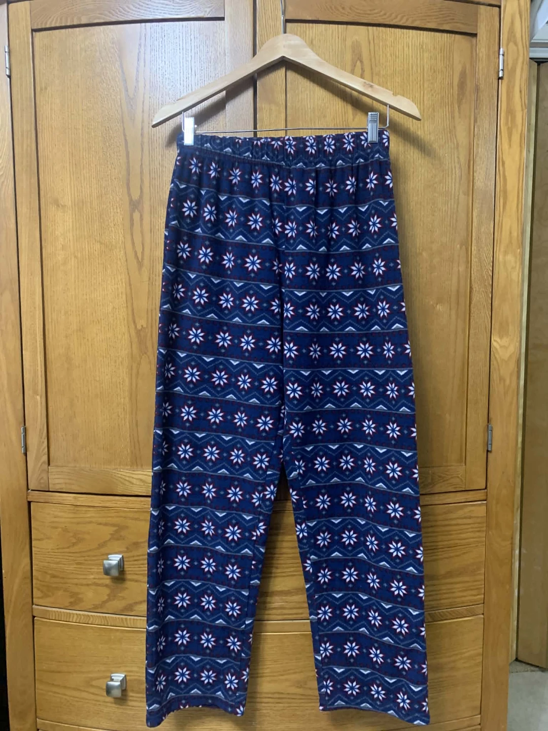 Blue patterned fleece pajama pants - photo 3