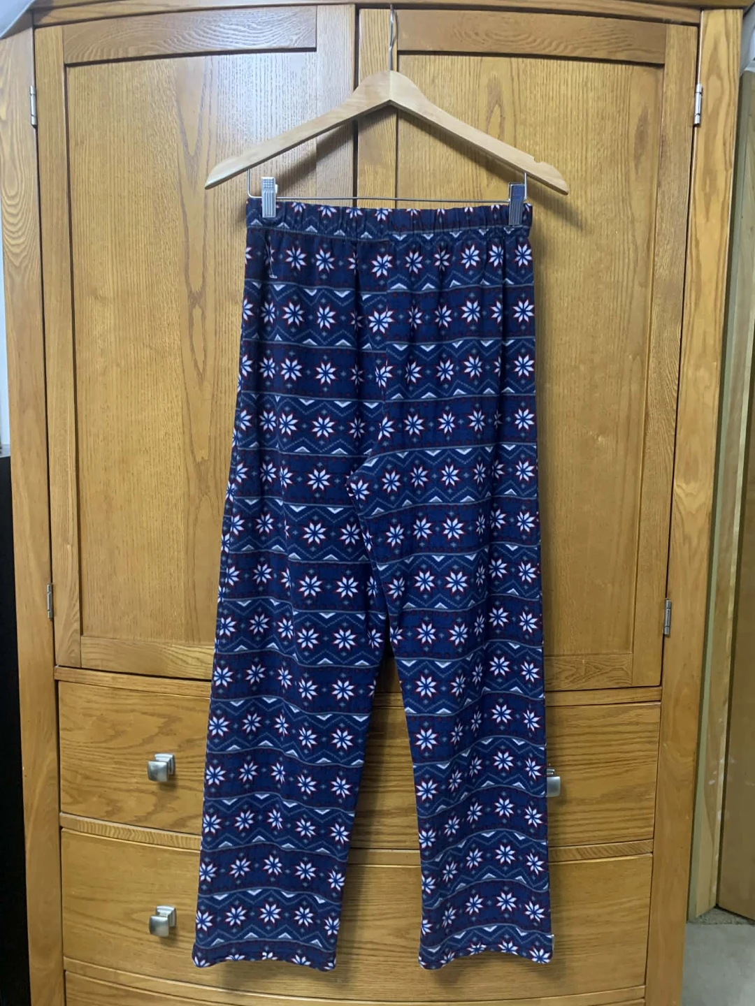 Blue patterned fleece pajama pants - photo 4