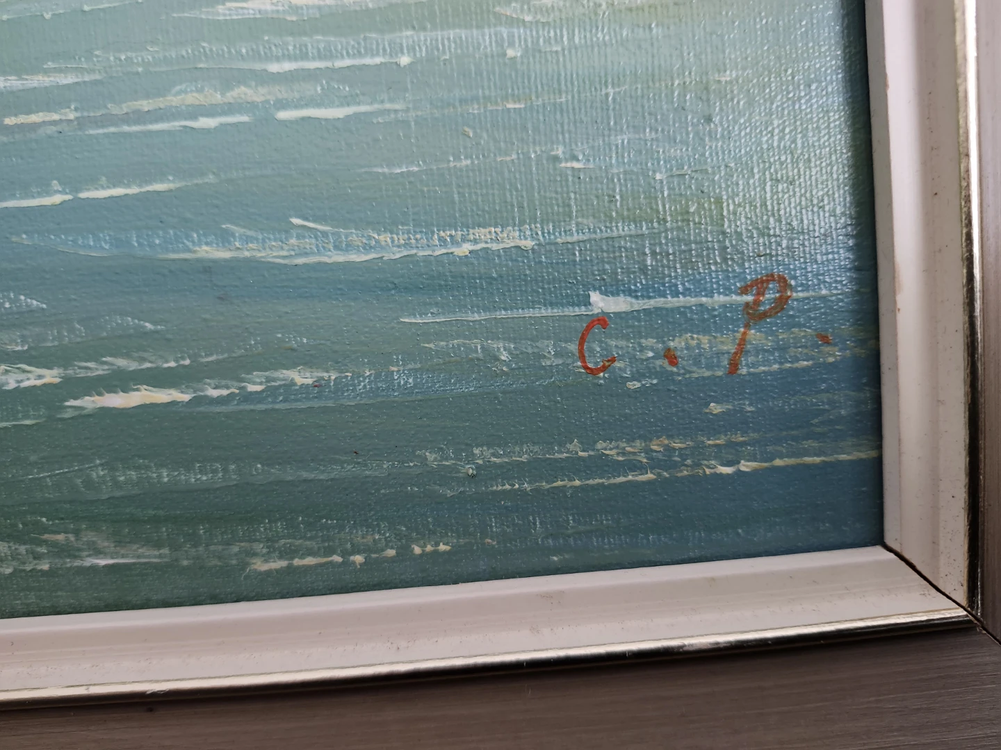 Framed Oil Painting of Coastal Village Scene - photo 3