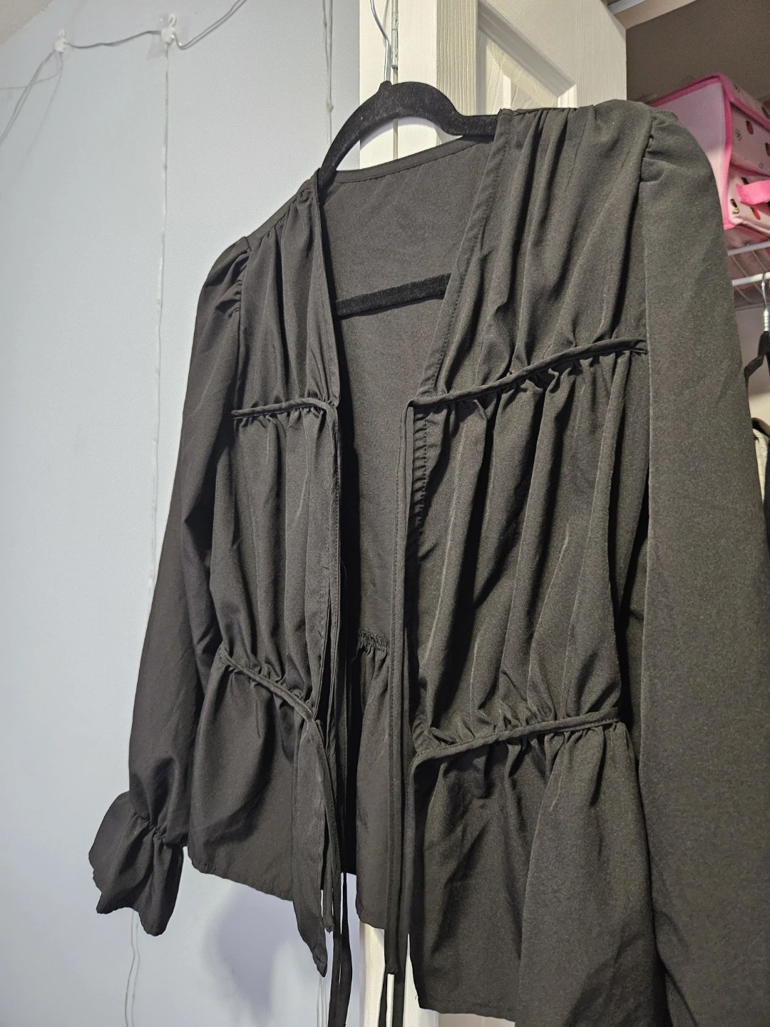 SHEIN Black Ruffled Tie-Front Blouse - Size S - photo 2