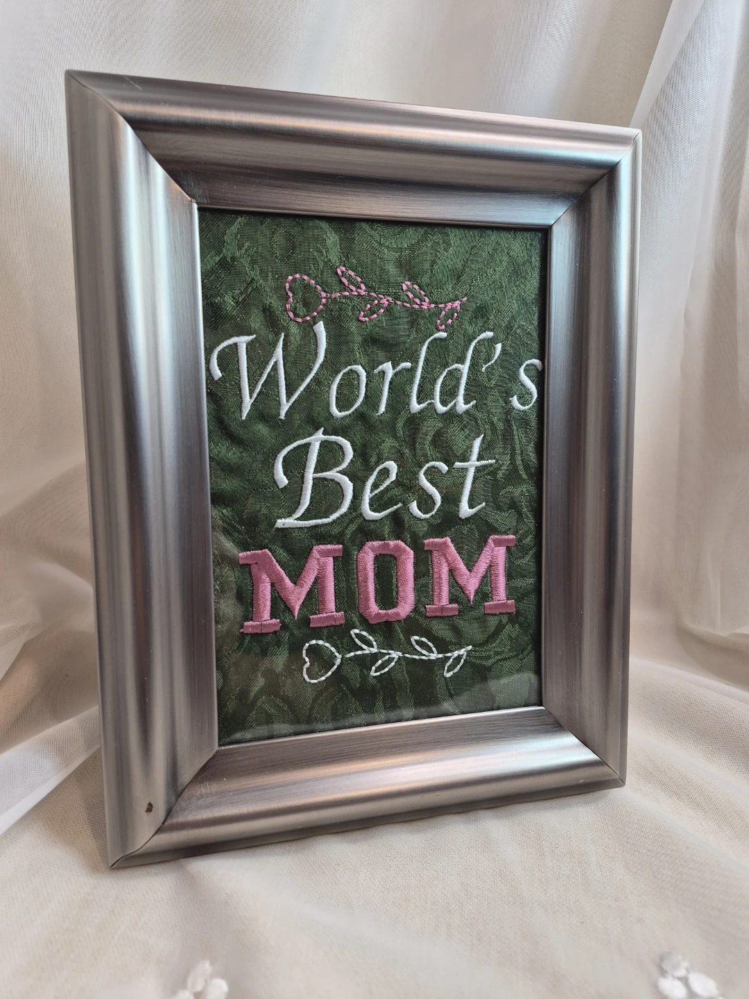 World's Best Mom Framed Embroidered 5x7 - photo 2