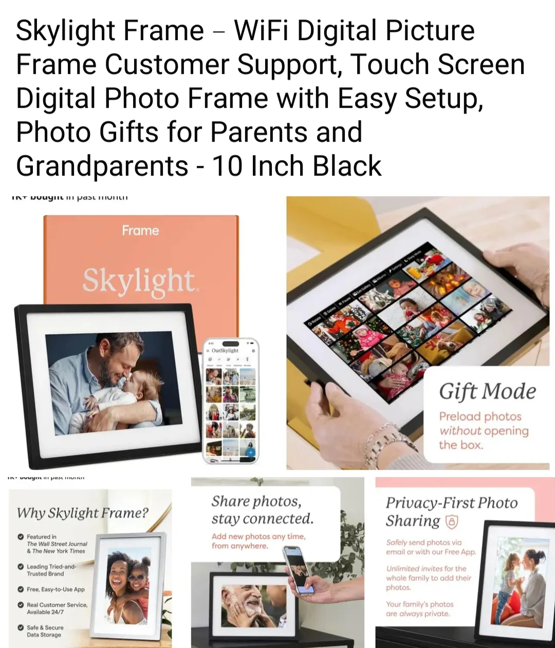 Skylight WiFi Digital Photo Frame - 10 Inch Black