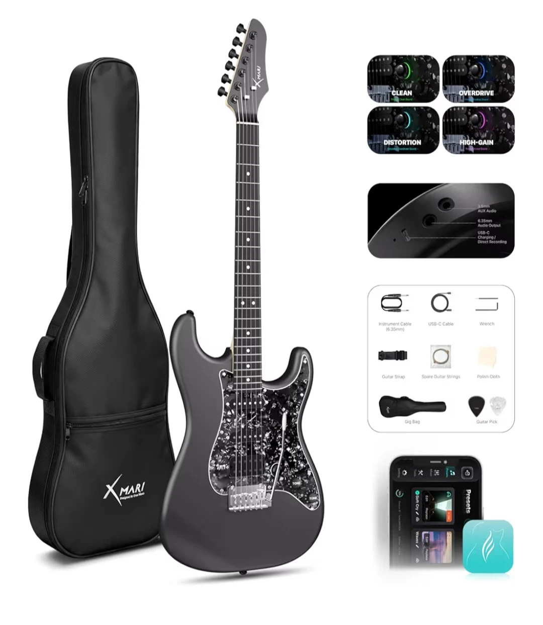 XMARI Electric Guitar with Gig Bag