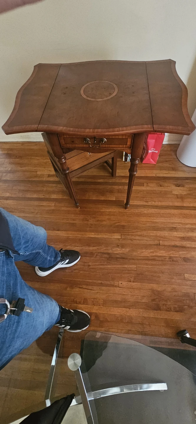 Vintage Wooden Side Table with Drawer - photo 2