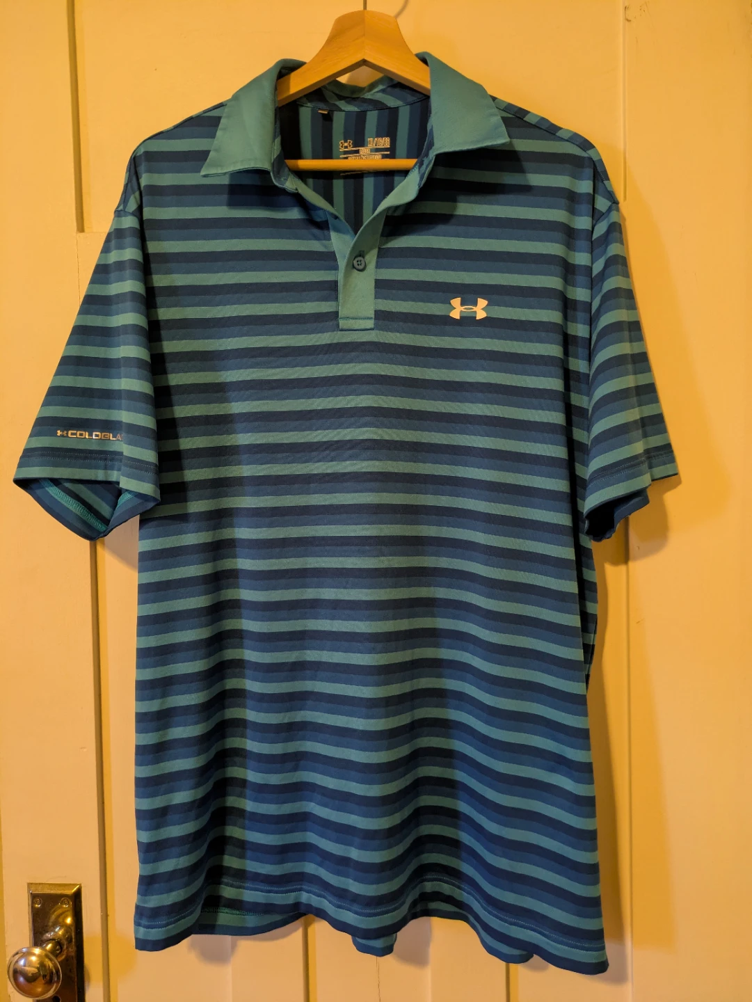 Under Armour HeatGear Golf Polo Shirt XL Blue Striped