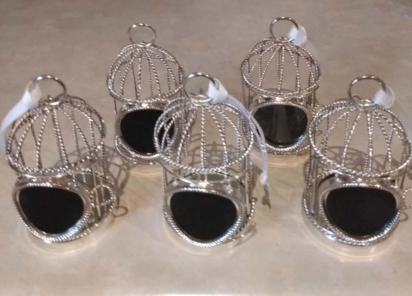 Set of 5 Silver Birdcage with lavender sachets