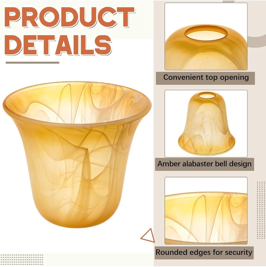 6 Amber Marble Glass Lamp Shades 🌱 - photo 3