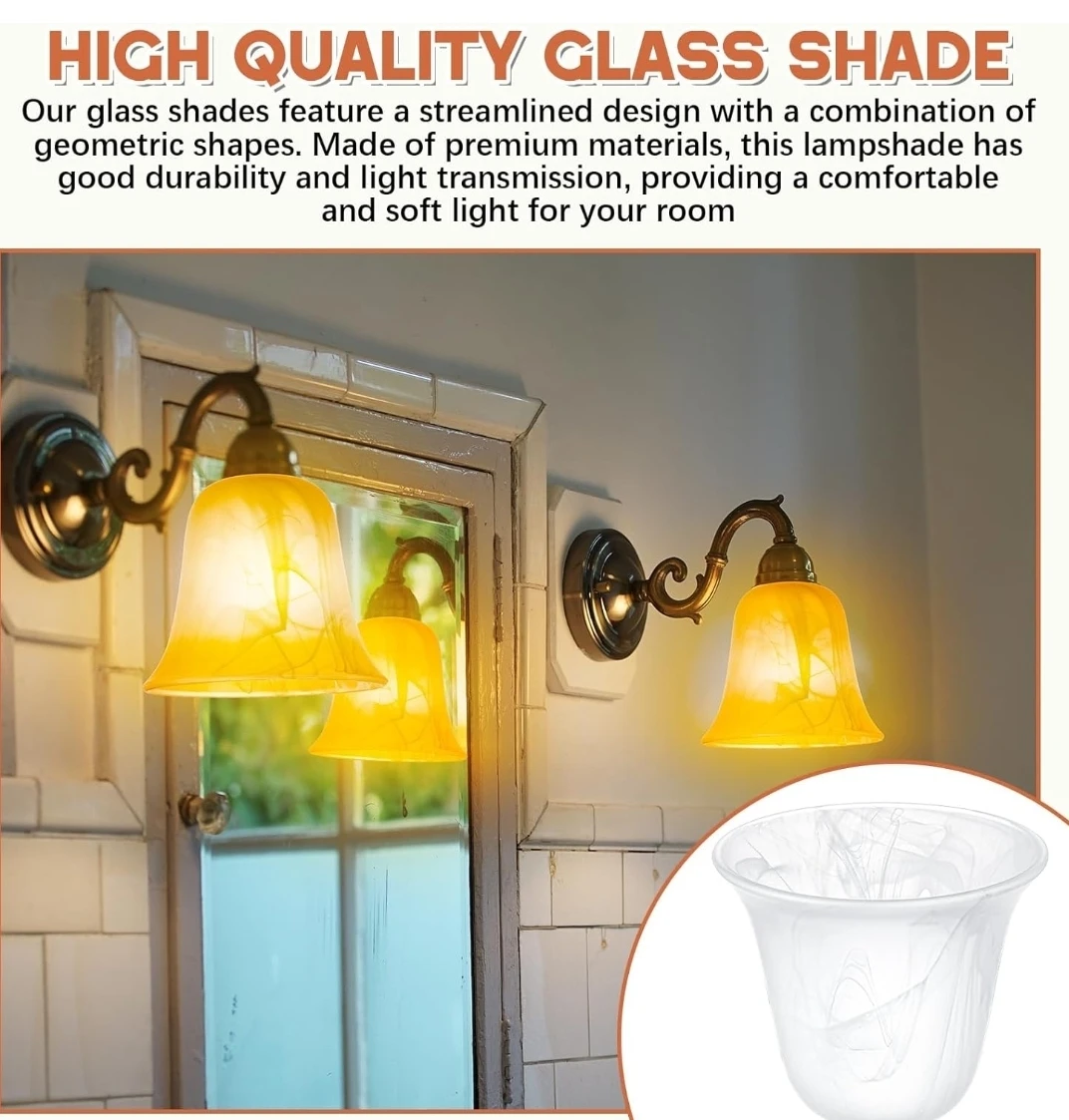 6 Amber Marble Glass Lamp Shades 🌱 - photo 4