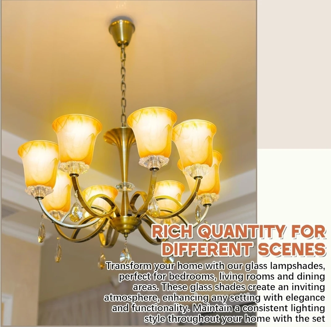 6 Amber Marble Glass Lamp Shades 🌱 - photo 5