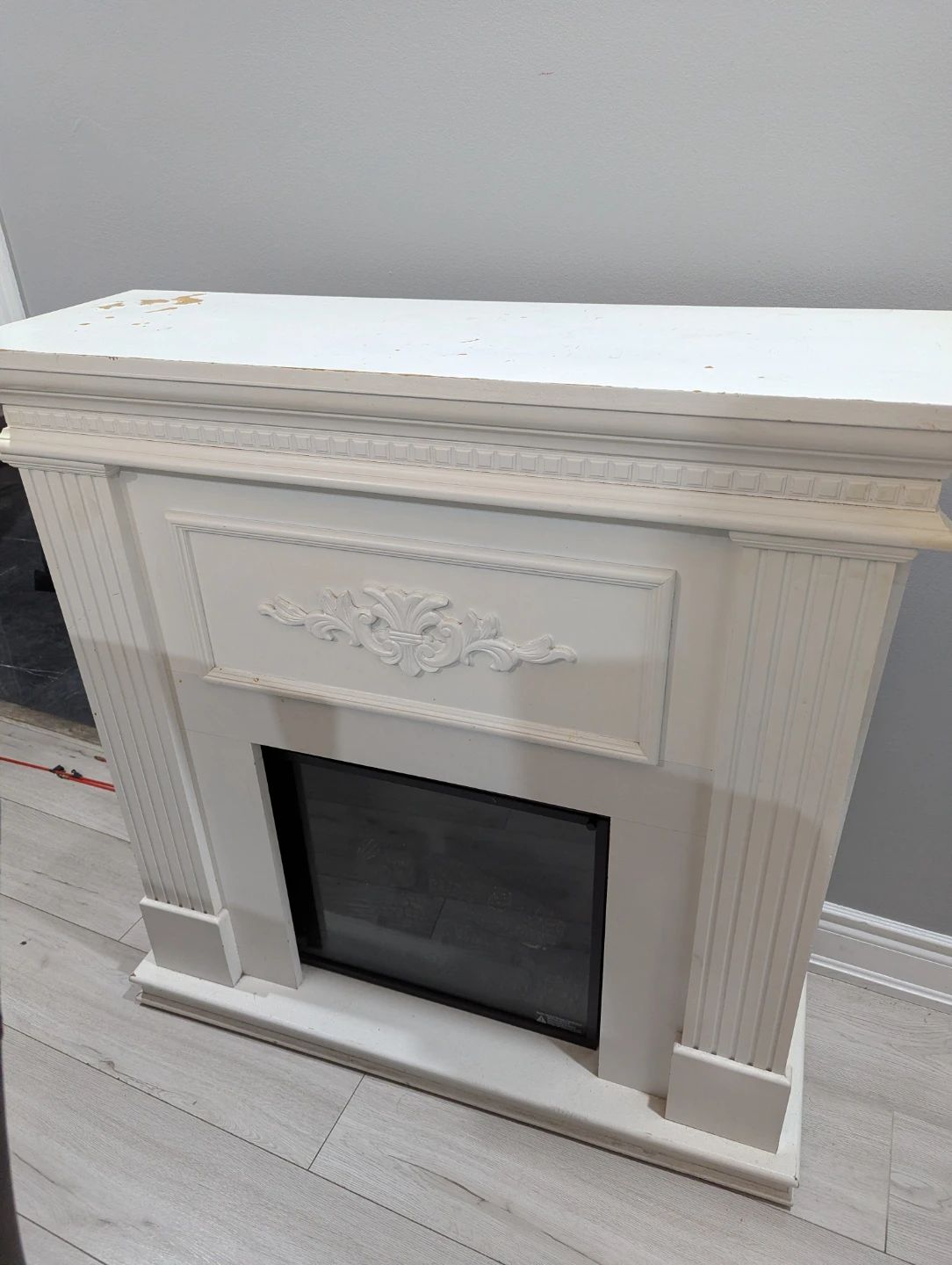 White Faux Fireplace Mantel - electric insert