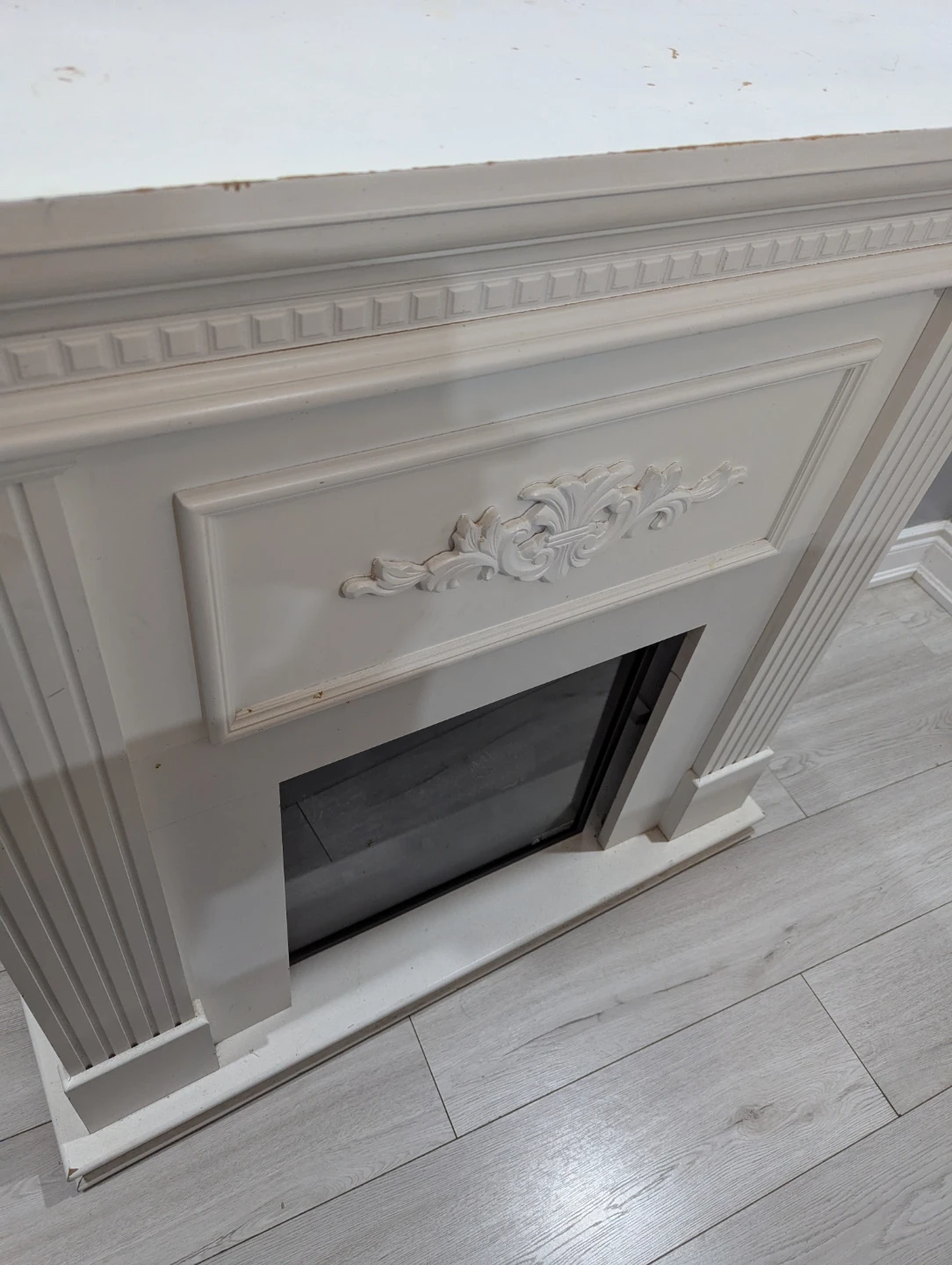 White Faux Fireplace Mantel - electric insert - photo 2
