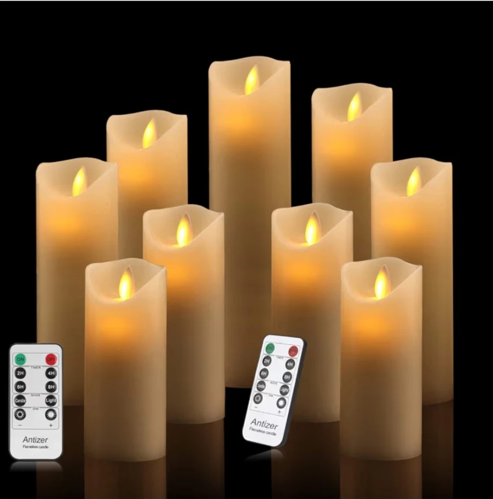 Set of 9 Flameless LED Candles with Remote