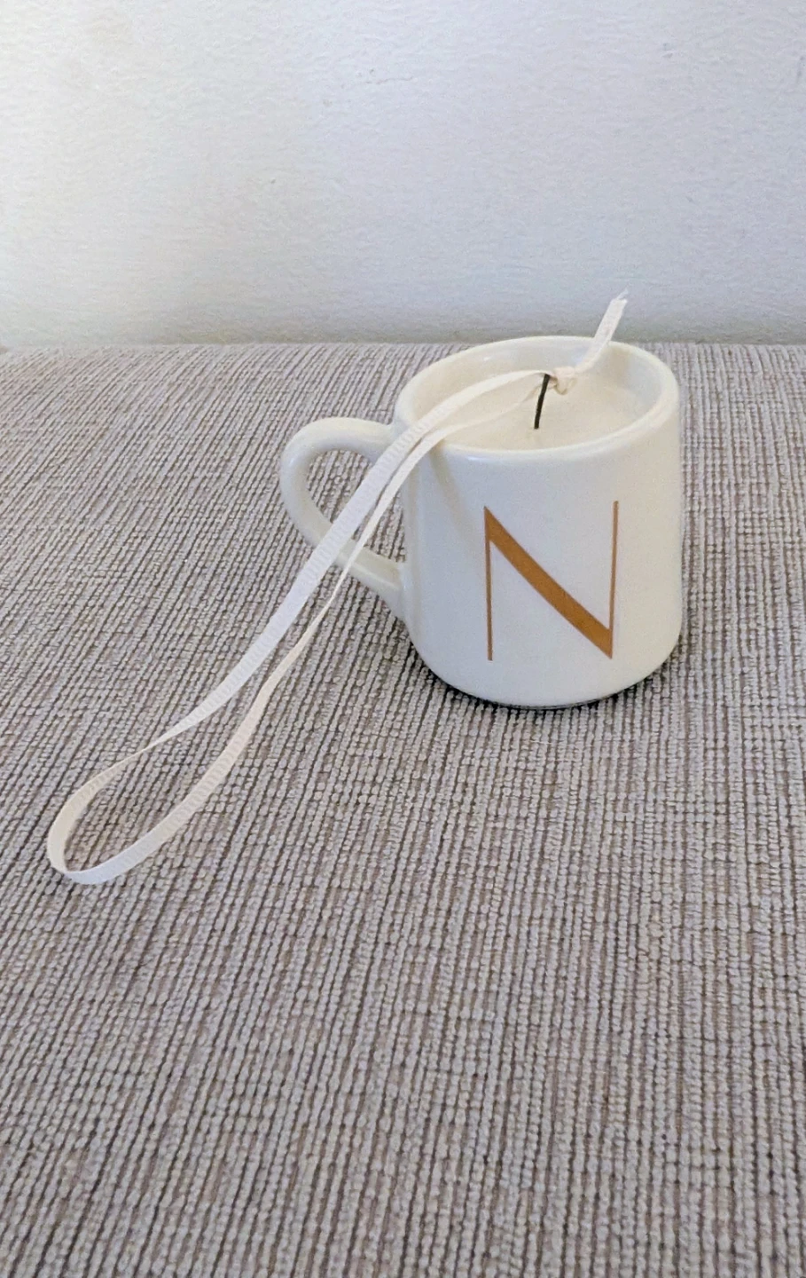 Brand New Small White Mug Candle Ornament