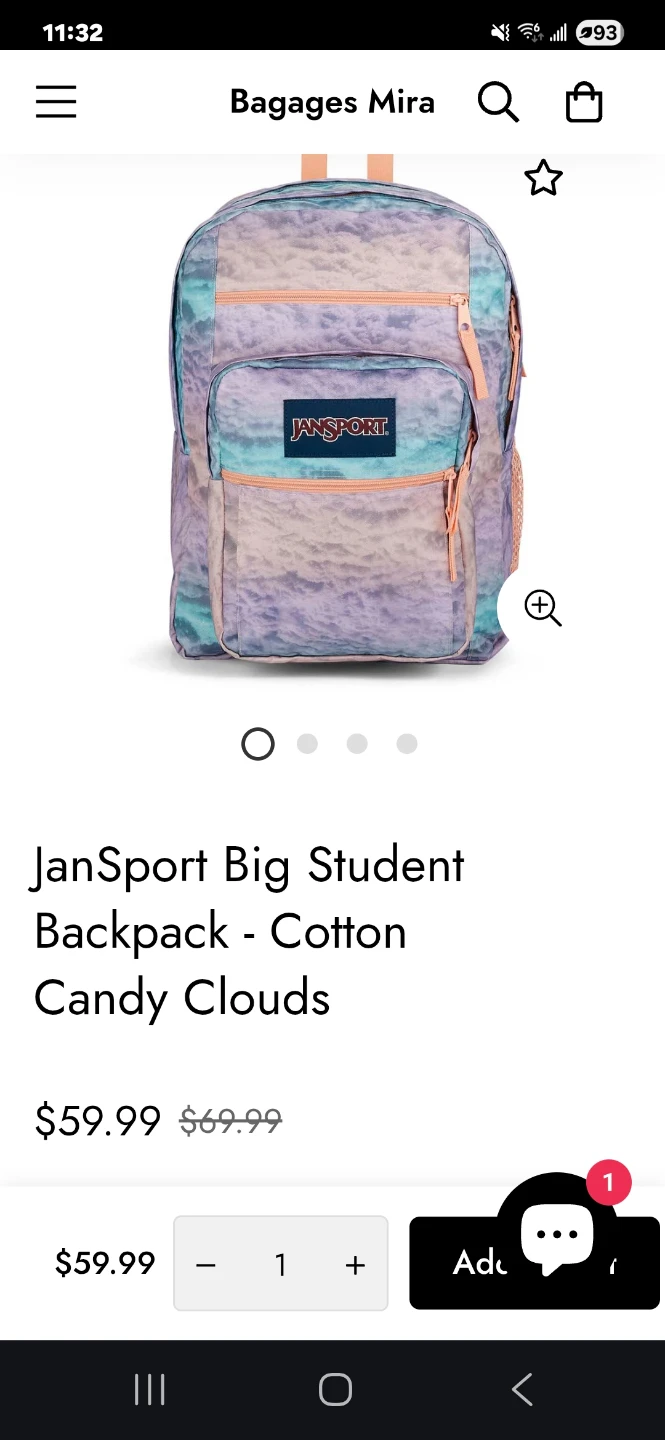JanSport Big Student Backpack - Cotton Candy Clouds