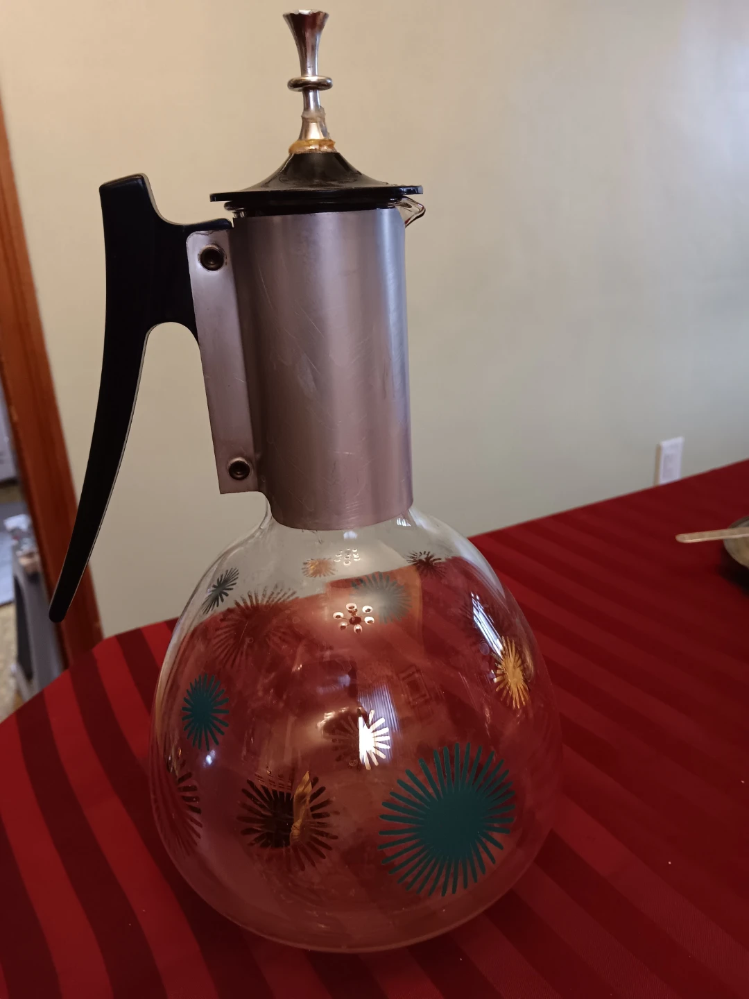 Vintage Glass Carafe with Decorative Sunbursts