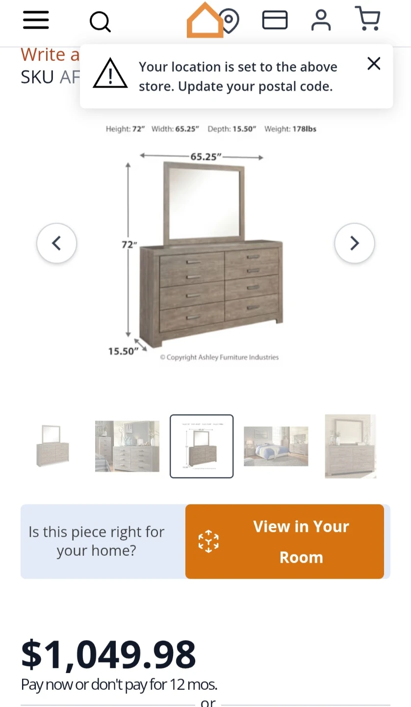 Grey Wood Dresser with Mirror - photo 2