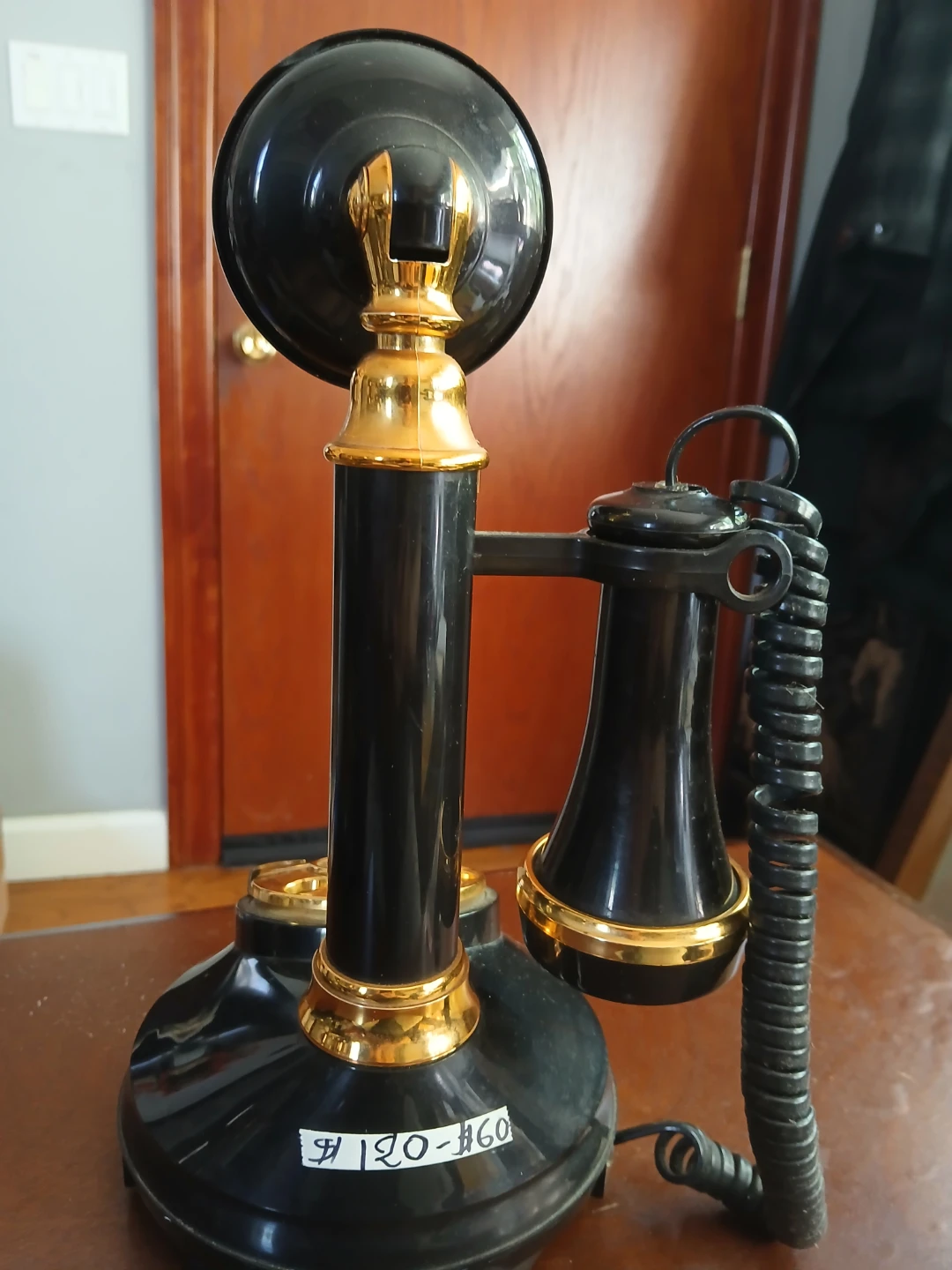 Vintage Black and Gold Candlestick Rotary Phone - photo 2
