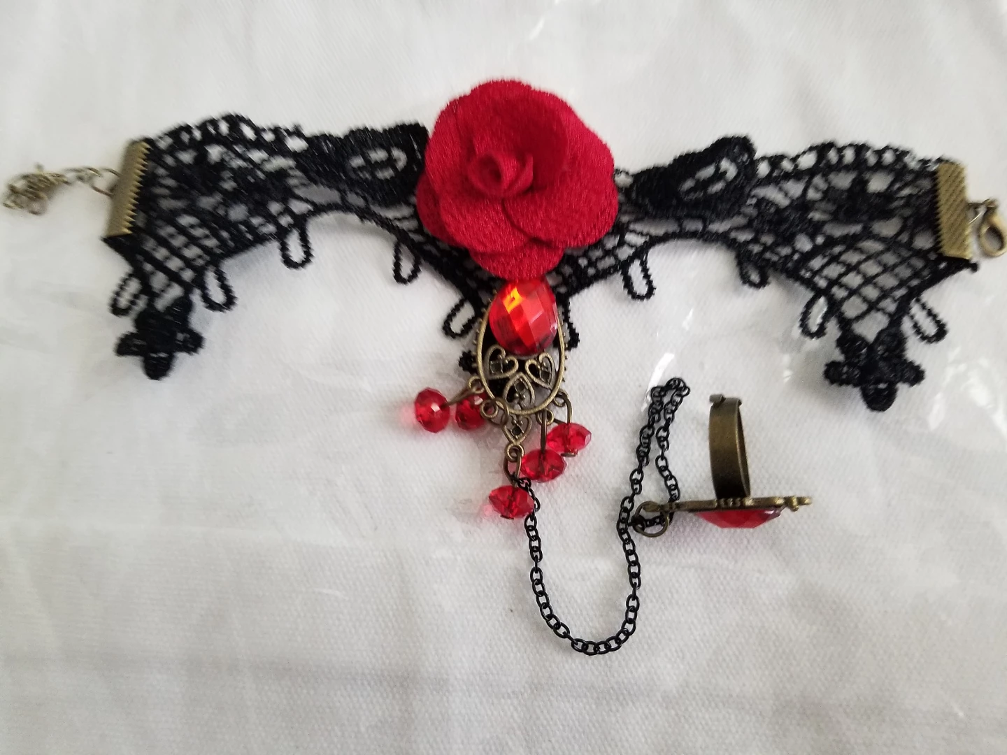 Gothic Lace Bracelet with Ring