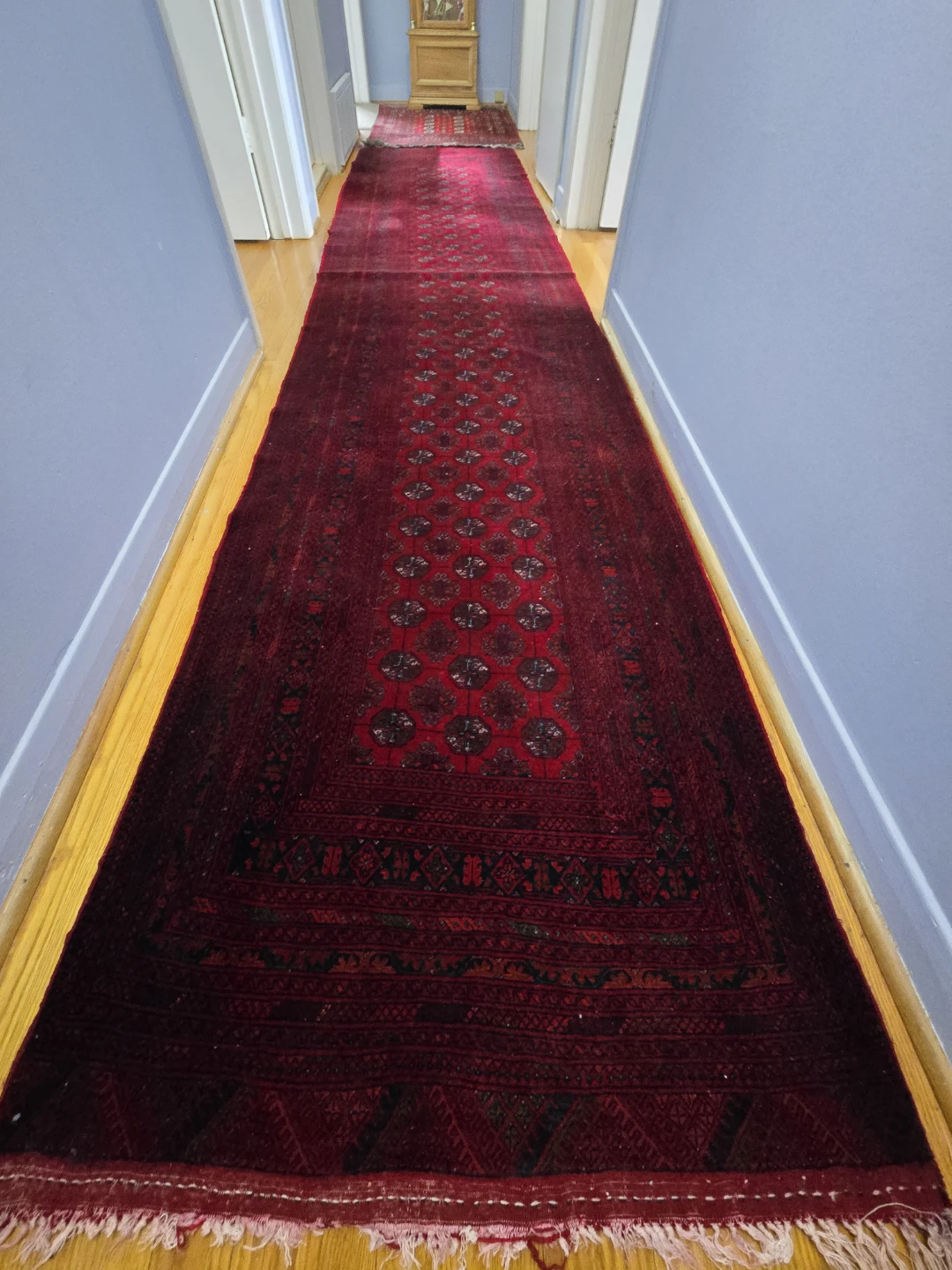 Handmade Afghani Runner Rug - Deep Red