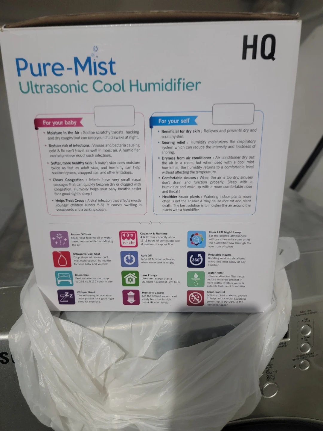 HQ Pure-Mist Ultrasonic Cool Humidifier HQ400 - photo 2