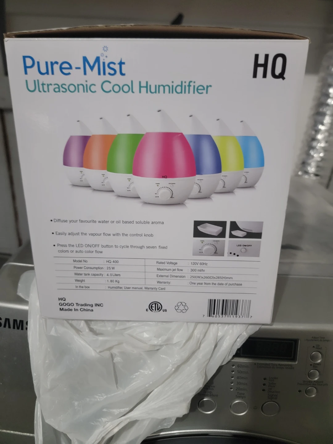 HQ Pure-Mist Ultrasonic Cool Humidifier HQ400 - photo 3