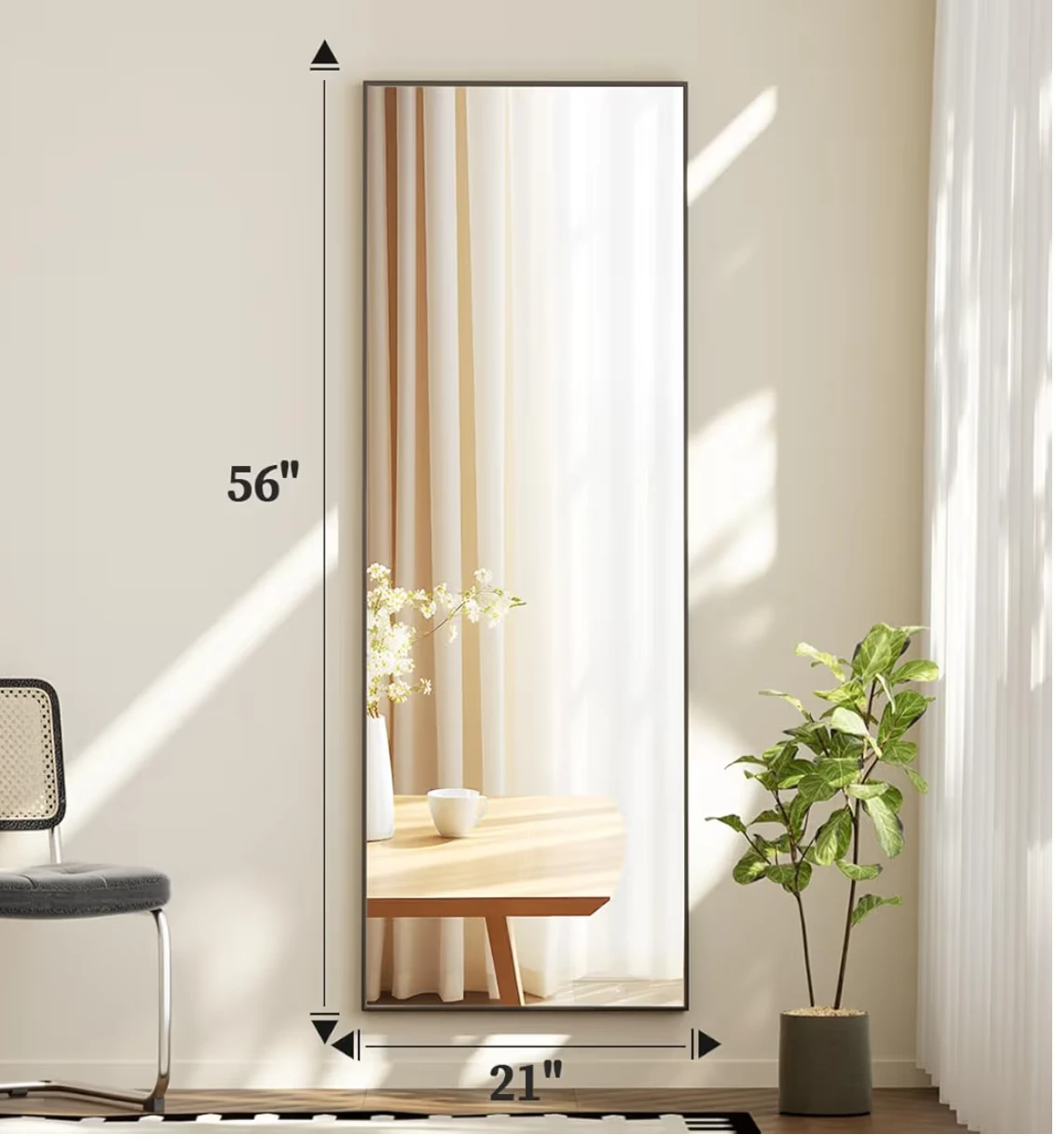 Full Length Mirror 56" x 21" ShatterVue Tempered Glass - photo 3