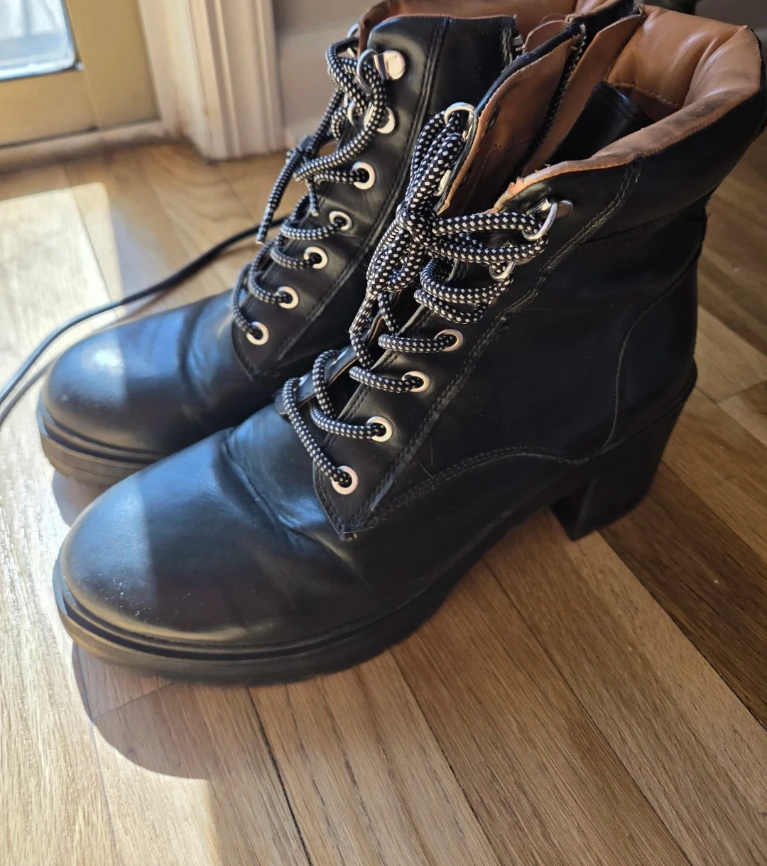 Black Lace-Up Combat Boots