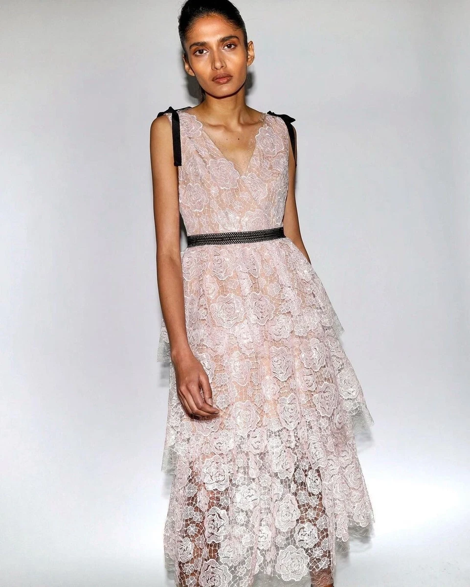 Self Portrait Starlet Rose Sequin-Embellished Lace Midi Dress - photo 3
