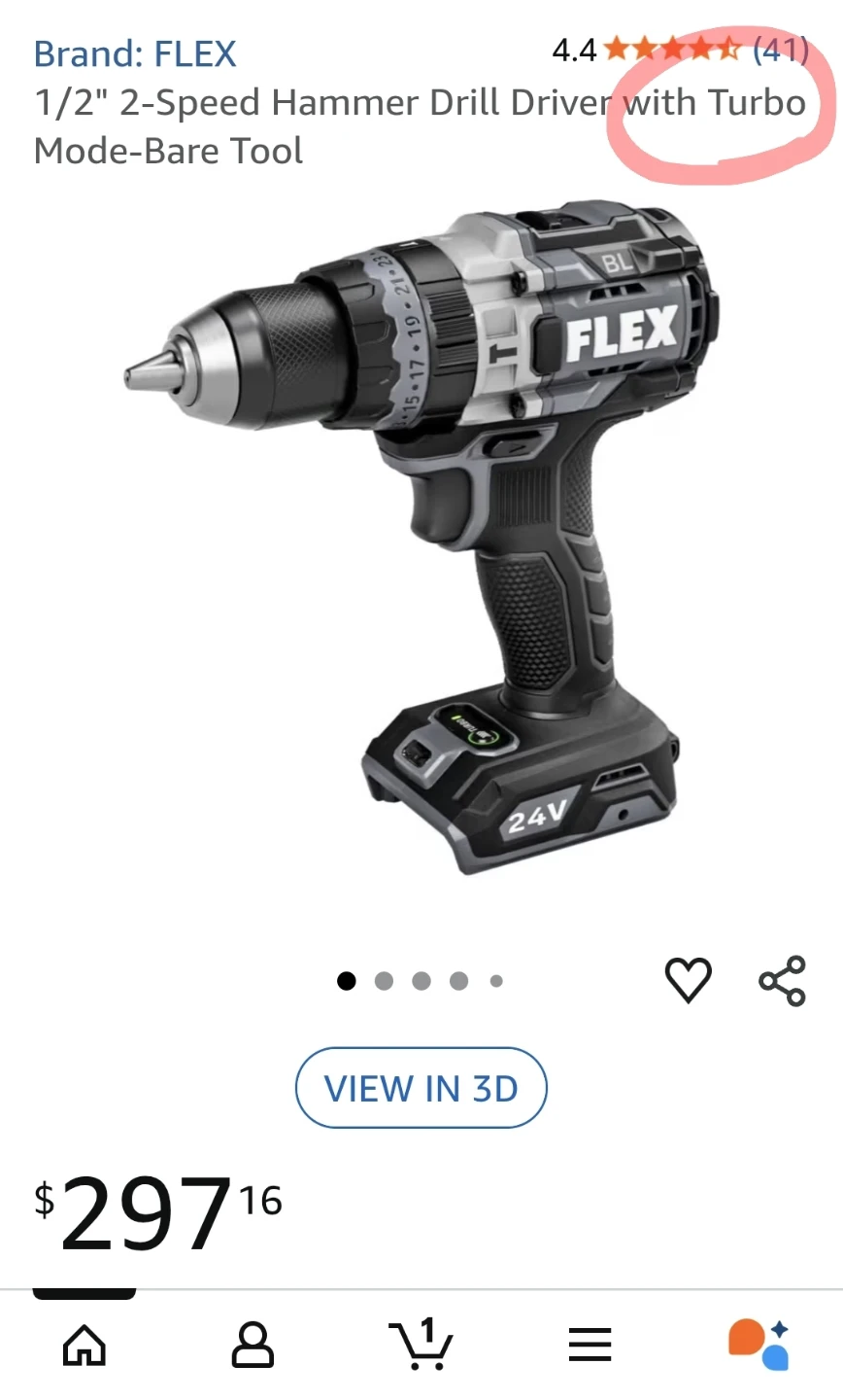 FLEX 24V Hammer Drill w/ Turbo Mode & 2.5Ah Battery