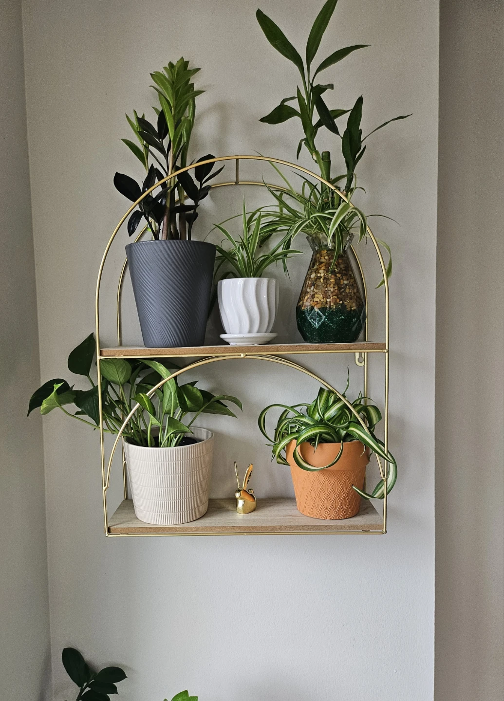 Gold Metal Wall Shelf with Arched Top