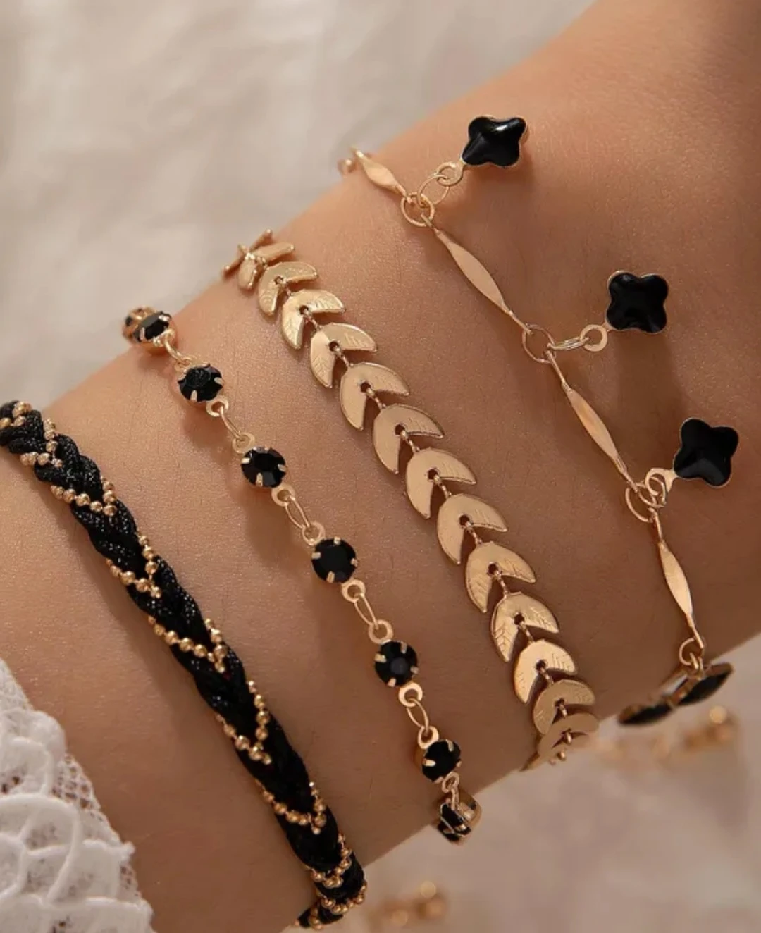 Gold tone multi-strand bracelet with charms - photo 4