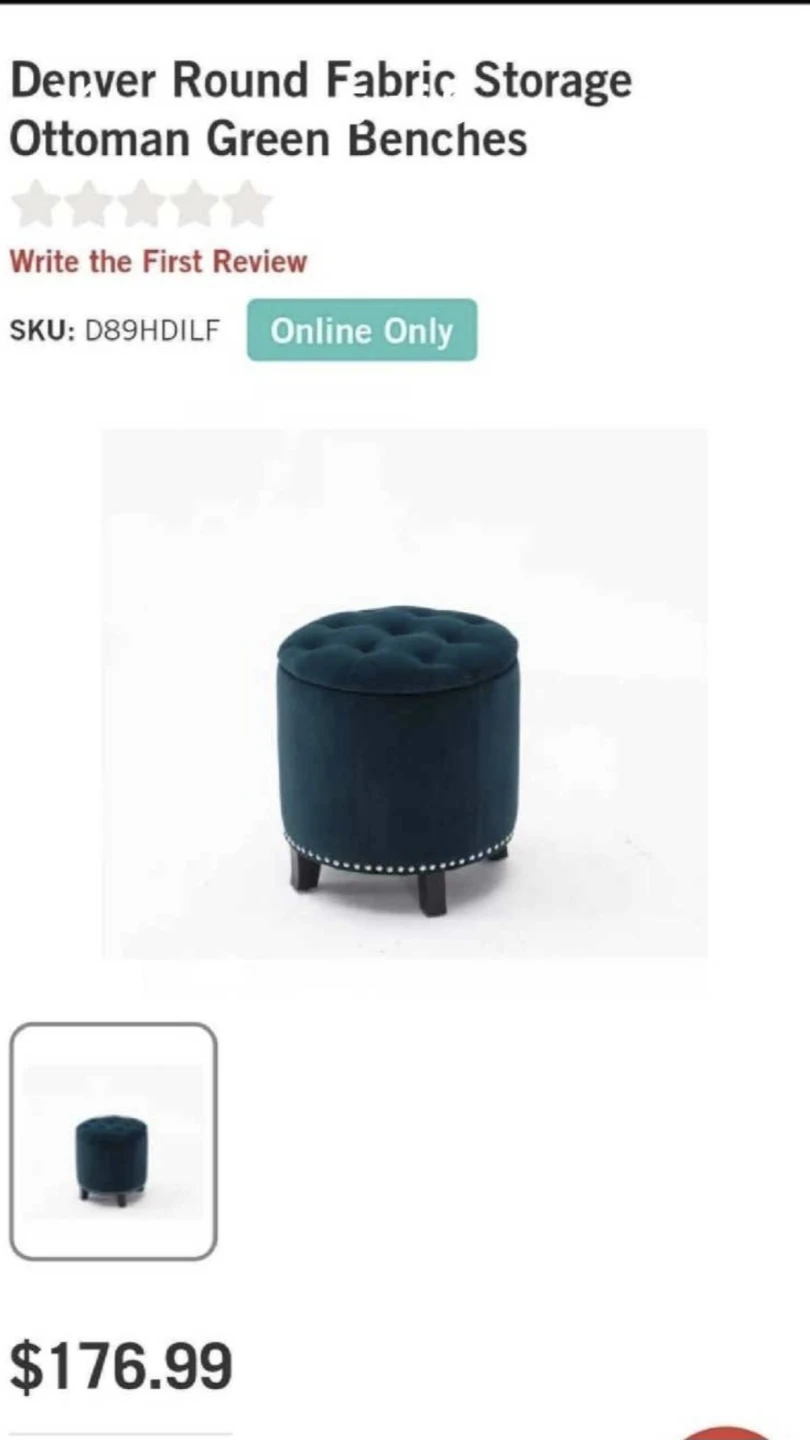 Denver Round Fabric Storage Ottoman - photo 3