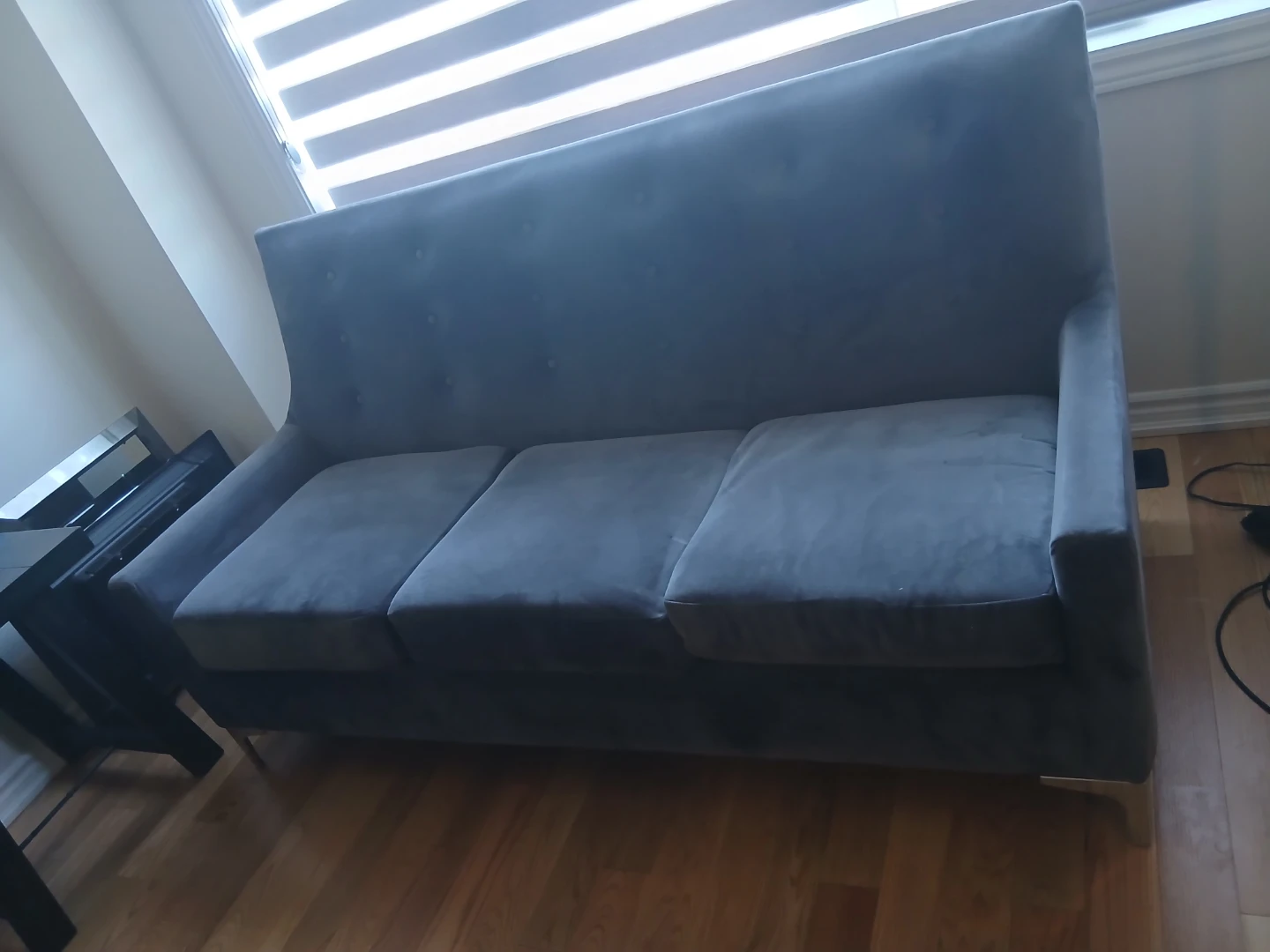 Grey Velvet Loveseat and Sofa Set