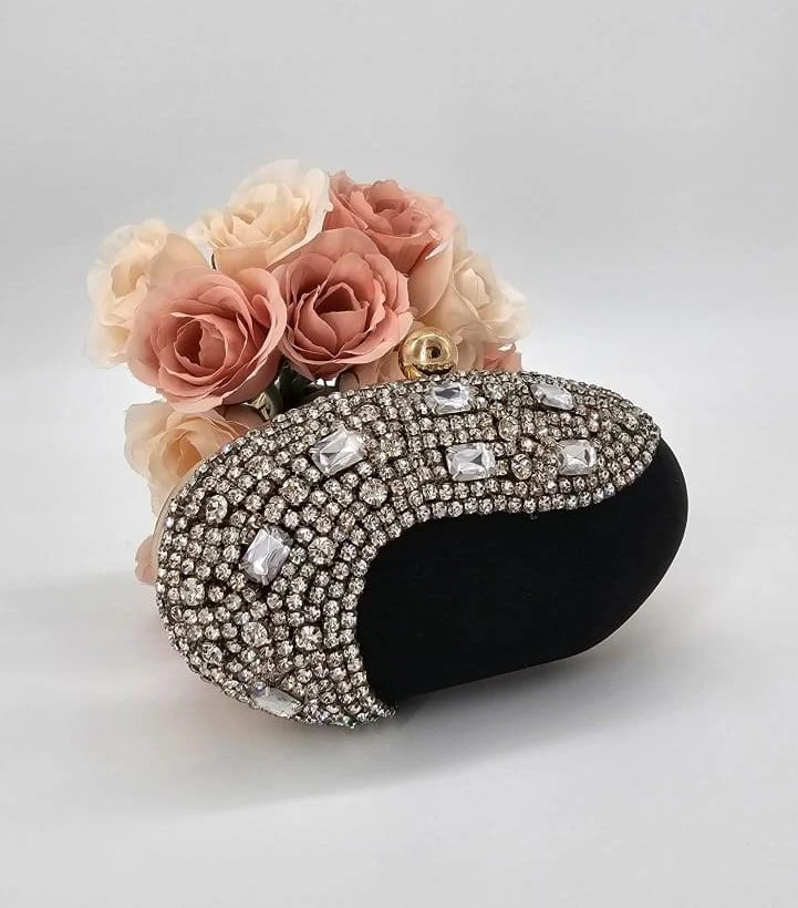 Black jewelled clutch evening bag - photo 2
