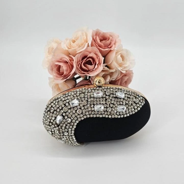 Black jewelled clutch evening bag - photo 3