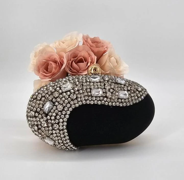 Black jewelled clutch evening bag - photo 4