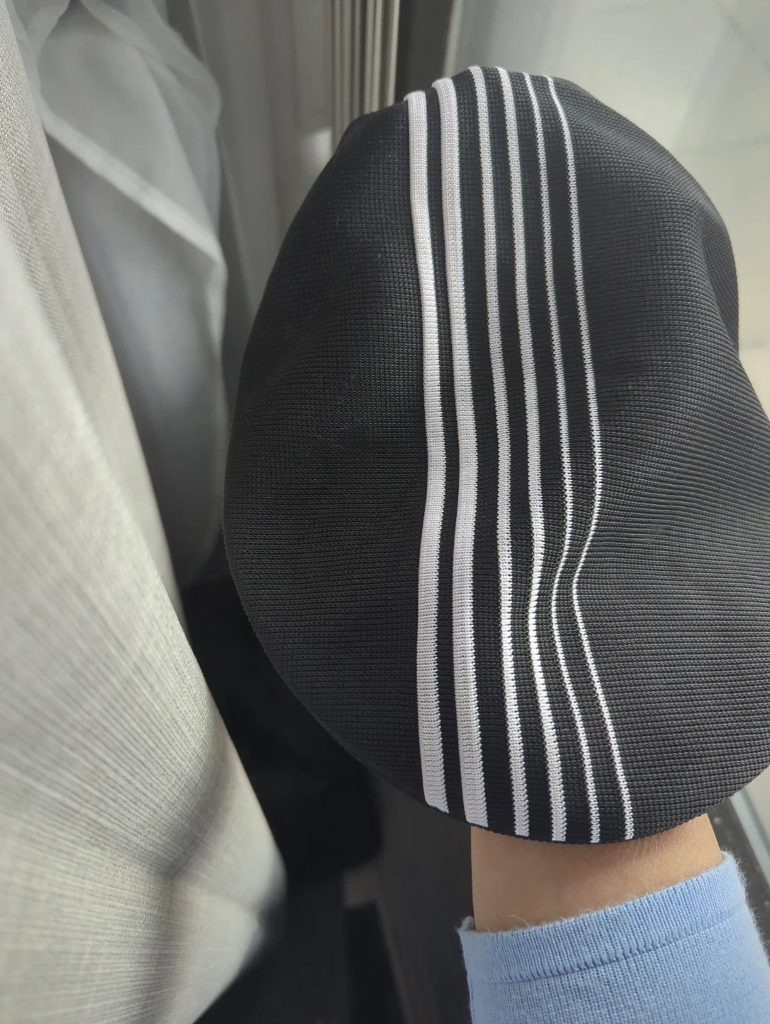 Black Bucket Hat with White Stripes