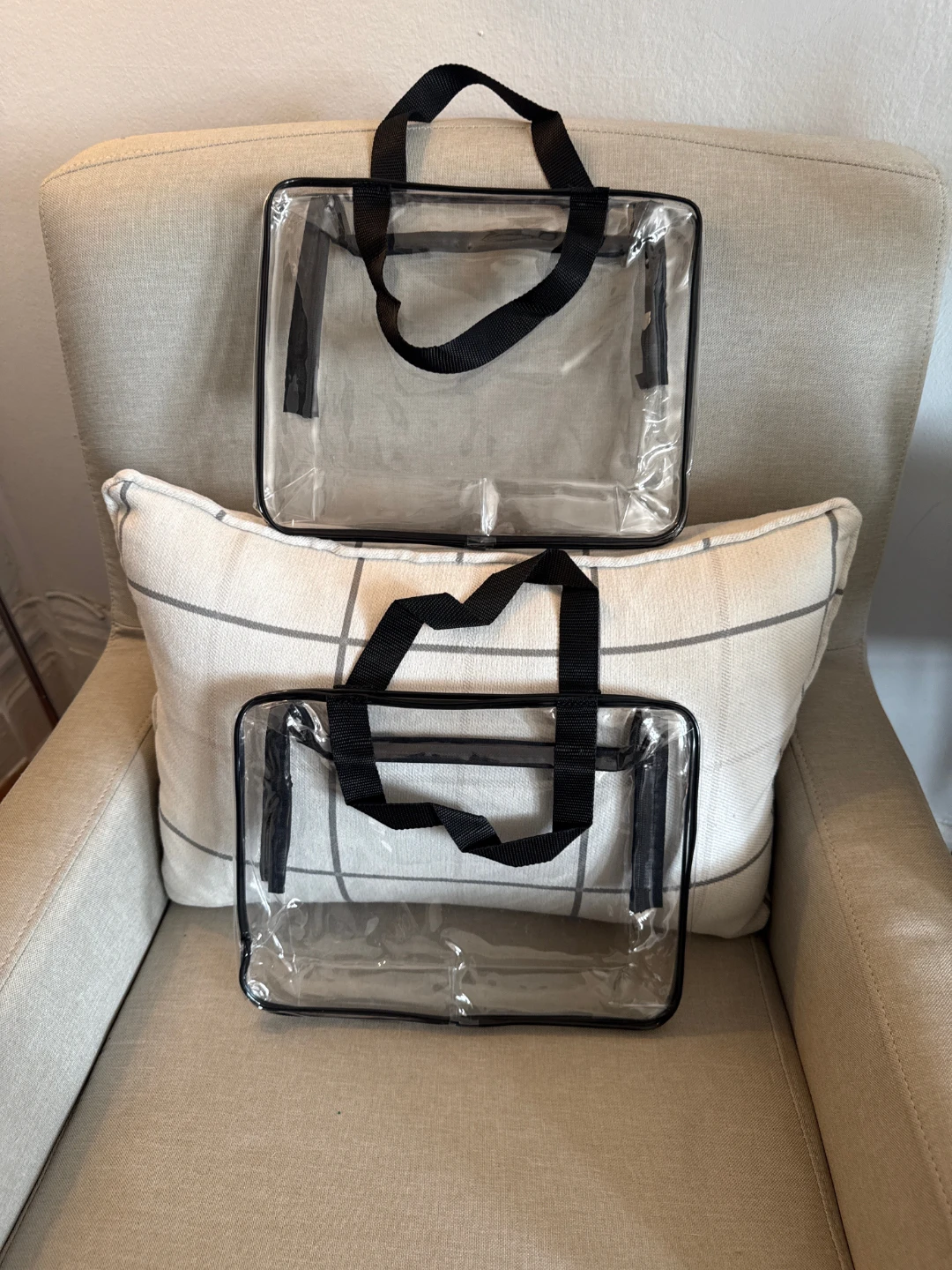 Clear PVC Toiletry Bags with Handles - Set of 2