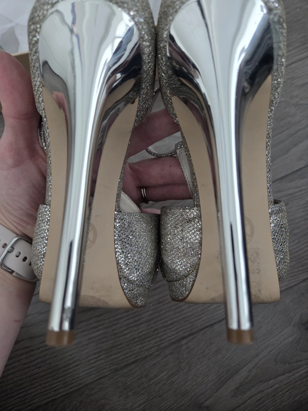 Michael Kors Diana T-Strap Glitter Heels Size 7M - photo 2