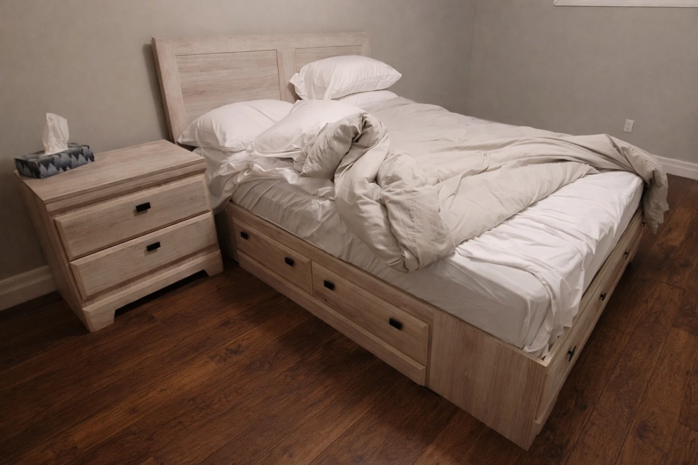 Wooden Bed Frame with Storage Drawers
