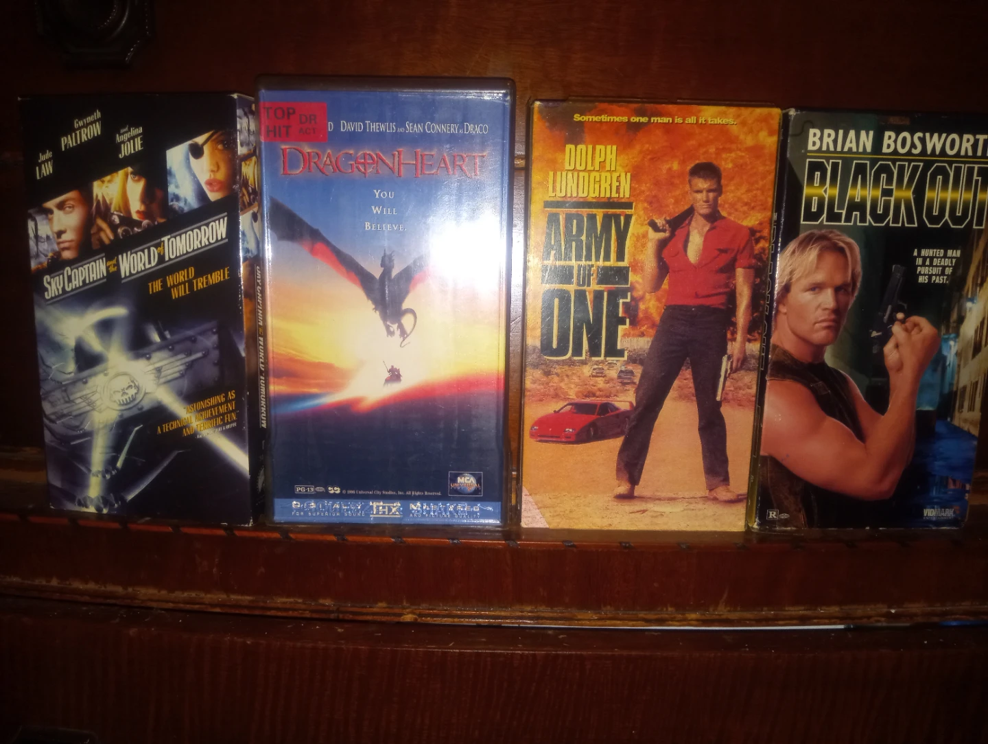 Dragonheart, Army of One, Black Out  & Sky Captain VHS Lot