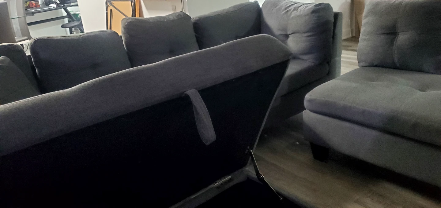 Grey Sectional Sofa with Storage Ottoman - photo 4