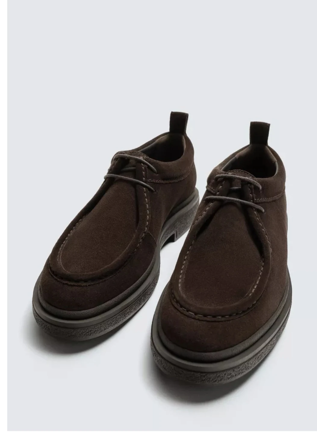 Zara Man Brown Suede Lace-up Shoes
