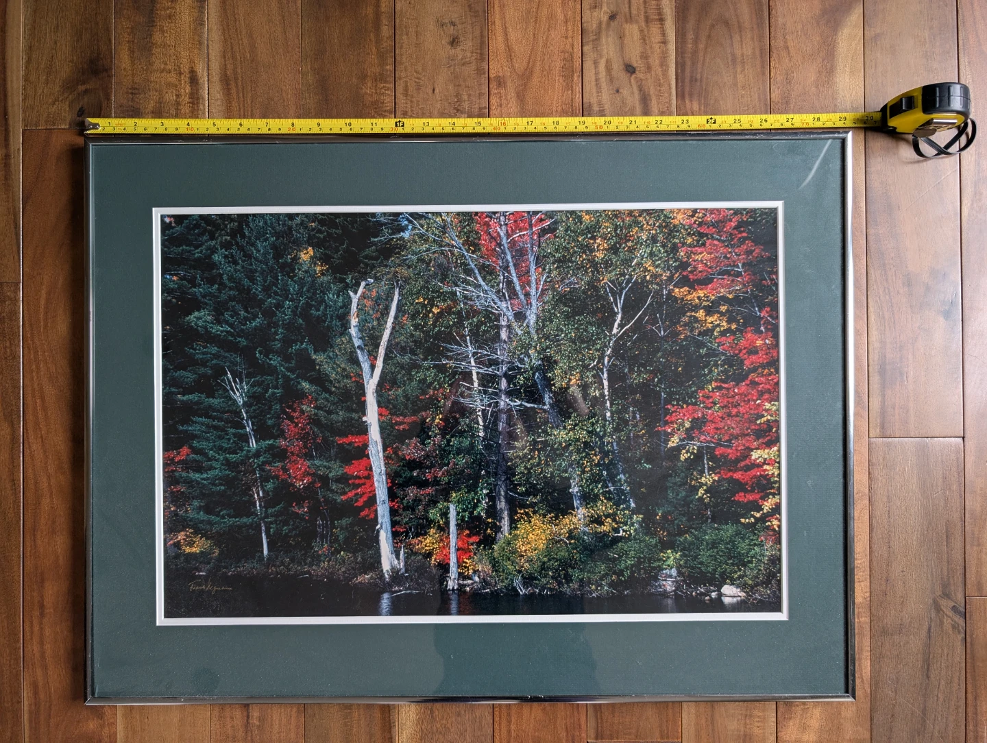 Large Framed Autumn Landscape Print, 15x23 Image, 21x29 Frame